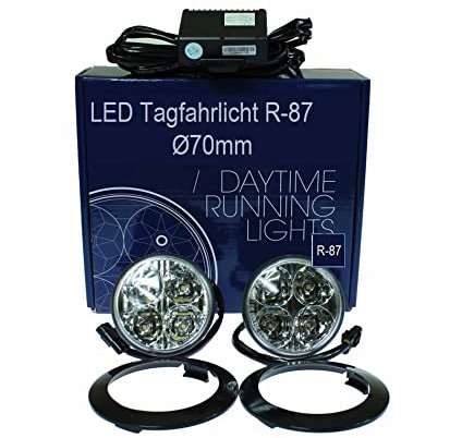 BLUTECH 2 x 4 CRED LED Tagfahrlichter rund Ø 70-90 mm. ECE R87 mit Steuerung uns StVO Zulassung