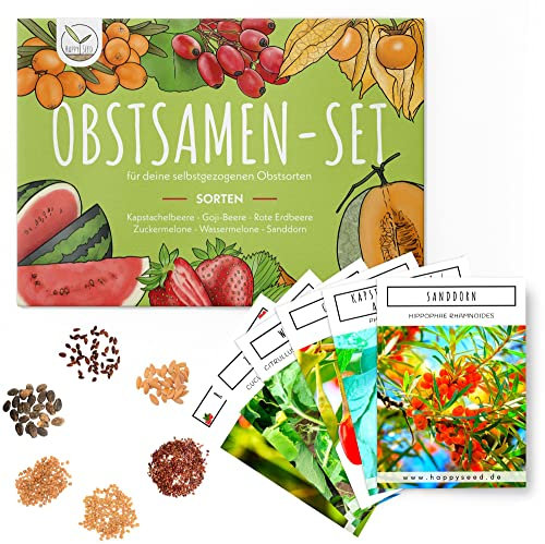 Obst Samen Set mit 6 exotischen Sorten - Obst Samen Anzuchtset für deinen eigenen Obstgarten ideal für Hochbeet, Garten & Balkon