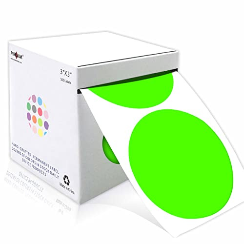 PARLAIM 3 Inch Round Permanent Adhesive Color Cod Dot Stickers,500 per Dispenser Box Roll dots Label Inventory Circle Stickers