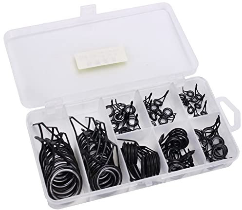 Anawakia 75 Stück Angelrute Rutenring Spitzenring Guide Eye Rings Reparatur Set Keramik Rod Tip Tops Spitze Set für Salzwasser Angeln