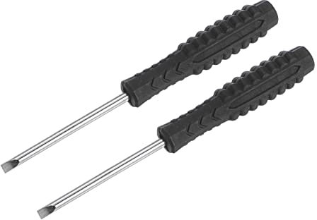 sourcing map Mini Fendue Tournevis, 3.0mm Plat Tête avec Antidérapant Poignée pour Petit Appareils électroménagers, 2 Pcs
