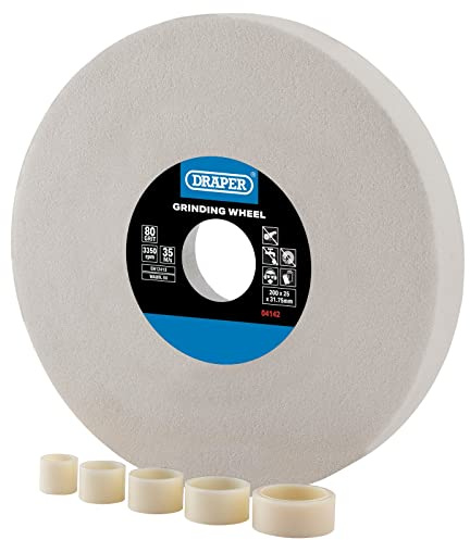 Draper 04142 Aluminium Oxide Bench Grinding Wheel, 200 x 25mm, 80G, White