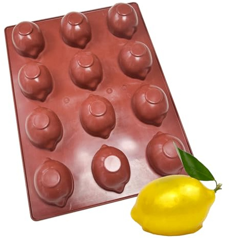 Maé - Moule Citron 3D 12 Alvéoles - Silicone Alimentaire Premium Anti-Adhérent - Souple, Démoulage Facile et Net - Résistant Températures -45°C / +280°C - 107ml