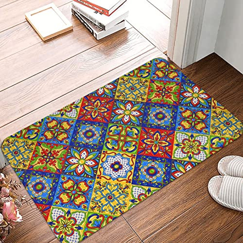 Fußmatte Innen Mexikanische Talavera-Keramikfliese 40X60Cm Rückseite Fußabtreter Wasserabsorbierend Haustür Fußmatten Dauerhaft Türvorleger Für Badezimmer Garage Außenbereich
