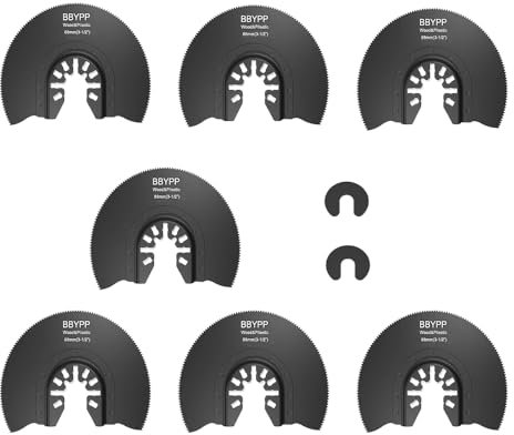 BBYPP 7pcs Lames de Scie Oscillantes Semi-circulaires, 88mm Diamètre Multi-outils Outils Multifonction Universels à Dégagement Rapide pour Bois Plastique PVC