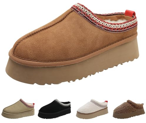 Mode vinter plysch plattform stövlar tofflor för kvinnors päls fleece fodrade fluffiga tofflor bekväma och varma utomhus inomhus hus anti-glid trend mini korta ankelstövlar