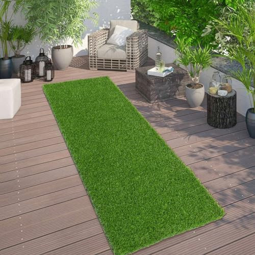Bsmathom Kunstrasenteppich – 6,4 x 2,4 m Hundegrasmatte, Kunstrasenläufer für Balkon, Garten, Rasen, Landschaft