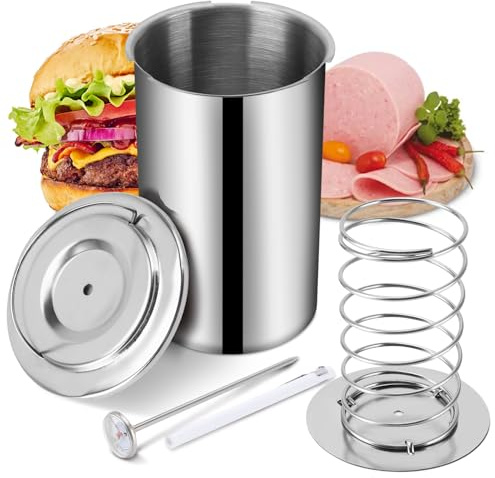 Ham Maker, Meat Press Mold for Deli Meats, Meat Press Tool with a Thermometer, Stainless Steel Pressure Lunch Meat Press Maker for Meat Pork Poultry