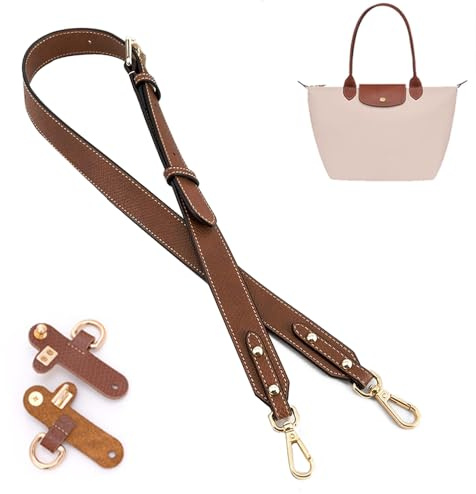 Gastinsave Handtaschengurte Ersatz, Leder Handtasche Crossbody Schultergurt Verstellbar für S/M/L Longchomp Tasche Frauen(Tiefbraun Gold