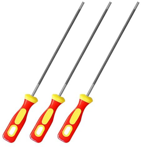 LYQNIHOB 3 Pièces Lime tronconneuse, Limes Metaux, Lime Chaine tronconneuse, Lime à Râpe en Métal, affutage Chaine de tronconneuse, Avec poignée confortable à tenir, Facile à Tenir- 3 tailles