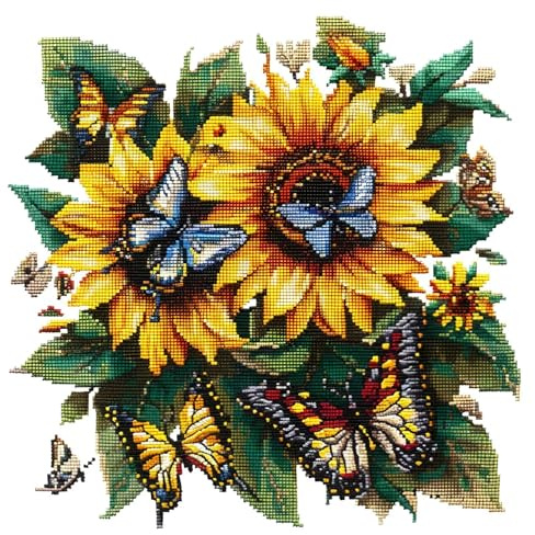 Xinpinzhou Kit Punto Croce Prestampato da Ricamare Completo, 11CT, 36x36 cm