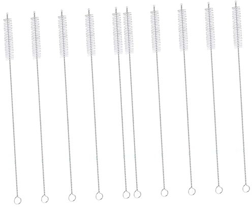 Straws Tube Cleaning Brush Water Bottle Cleaning Brush Stainless Steel Straw Brush Cleaner Bottle Cleaners Cleaner Brush/Silver Whitex2Pcs/20X0.8Cmx2Pcs
