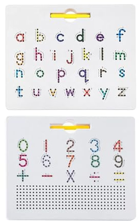 Tavola da gioco per imparare e scrivere – Lavagna magnetica 'alfabeto 2 in 1 con lettere | Tavola di apprendimento bilaterale per lettere di stomaco, lavagna per esercizi per bambini