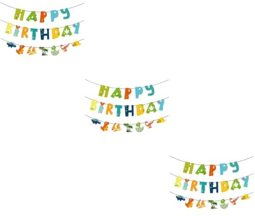 ifundom 3sätze Dinosaurier Geburtstag Banner Dino Deko Für Kindergeburtstag Hängende Dekoration Für Dino-themenparty Und Langlebige Geburtstagsfeier Deko Für Jungen Und Mädchen