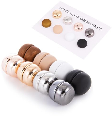 Bmeigo 8PCS Hijab Magnets for Women Muslim Hijab Pins Extra Strong Clips | Magnetic, Multicoloured, Clothing Pinless Brooch, for Loose Scarf, Clothes, Multipurpose (Matte/Glossy)