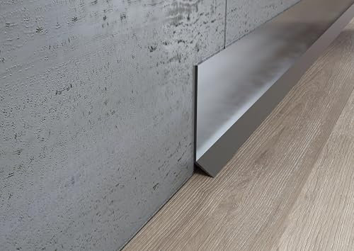 Minuta Profili Zoccoletto Battiscopa Da Esterno E Interno Zoccolino Battiscopa Alluminio Resistente A Urti Abrasioni E Umidità Battiscopa Cucina E Altri Ambienti Lunghezza 2 M (LUCIDO, 60 MM)