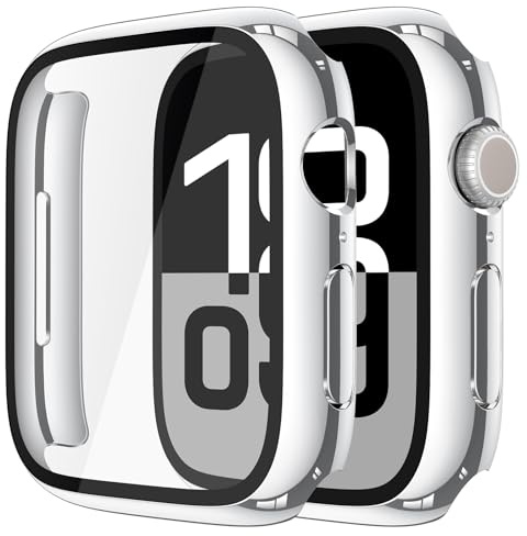 Misxi Schutzhülle mit Displayschutz für 42mm Apple Watch Series 11/10 | 2 Stück, Harte PC-Hülle, Gehärtet Displayschutzfolie, Kratzfest & Stoßfest, Ultradünn, 1 Silber + 1 Transparent