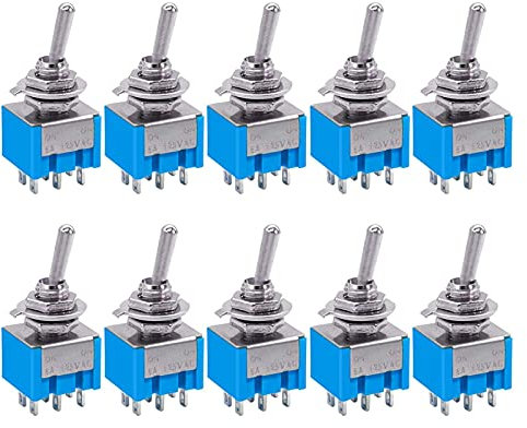 Interruttore a levetta 10 pezzi mts-202 6A 125VAC 6 pin DPDT ON/ON Mini interruttore a levetta a 2 posizioni
