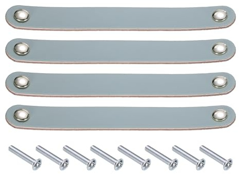 sourcing map Schubladengriffe aus Leder, für Küche und Kleiderschrank, 4 Stück, mit Schraube für Badezimmer, Küche, Schlafzimmer, Kommode, Schrank, Blau