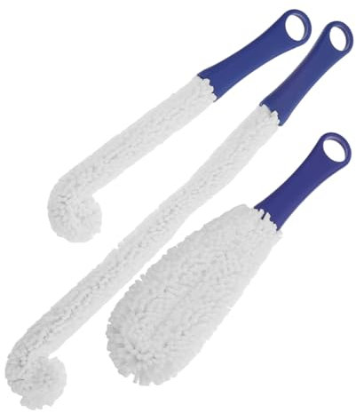 HOMOCONO 3pcs Red Wine Glass Brush for Decanter Cleaning Long Handle Bottle Cleaner Flexible Glassware Cleaner for Carafe and Wine Glasses