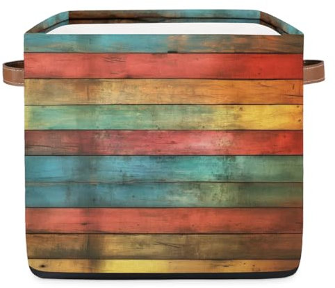 Bunte faltbare Aufbewahrungswürfel aus Holz, großer Aufbewahrungskorb, Stoff-Aufbewahrungskorb, Kleider-Organizer für Wohnzimmer, Schlafzimmer, Küche