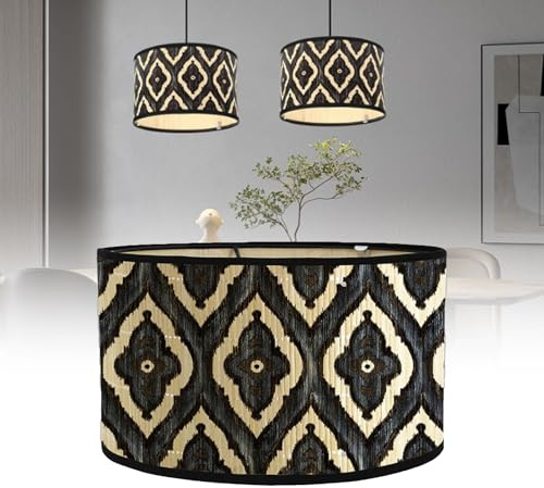 MeYuxg Abat Jour Vintage,30cm x 20cm E27 Abat-Jour,Abats-jour lampe sur pied,Bambou Imprimé Décoration De Maison pour Salon Chambre Salle à Manger Table Cuisine(A)