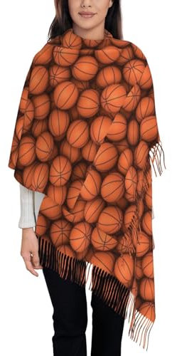 Poadnly Basketball Orange, Großer weicher Kaschmir-Schal, Wickeltuch, Damenschal mit Fransen, leichte Stola, 197 x 72 cm