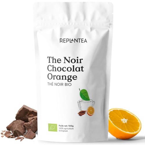 THÉ NOIR CHOCOLAT ORANGE BIO 100G (50 Tasses) | Thé Noir en Vrac avec Cacao, Orange et Fleur de Souci REPLANTEA
