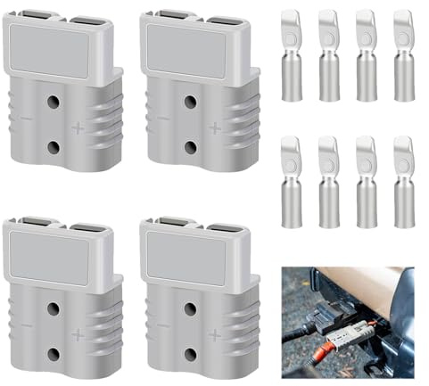 4 Pezzi Connettore Rapido Batteria 50A 600V, Connettore Winch, Connettori Rapidi in PC e 8 Terminali in Rame Argentato, Compatibile 16 mm² 6 AWG per Sistema Batterie Camper Rimorchio Barca Verricello