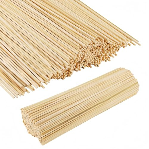 Alfven Zuckerwatte Stäbe, 200 Stück 300mm x 3mm Bastelhölzer Holzstäbe Rund Natur Rundholz Holzstab für Holzarbeiten, Kunstprojekte & DIY