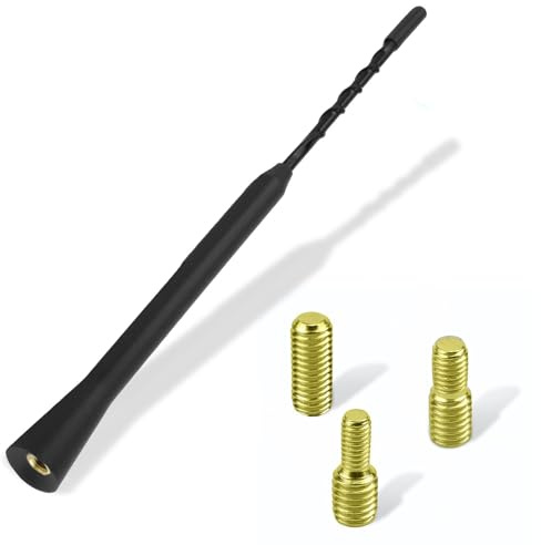 Antenna Auto da Tetto 28 cm, Antenna Autoradio con Ricezione FM DAB, Antennas Autos Corta Universale per Autoradio Compatibile con Vari Modelli di Veicoli, con Tre Adattatori M4, M5, M6