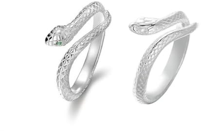 JEYORZY 2 Pcs Anillo de Plata Con Forma de Serpiente Para Mujer, Acabado Plateado o Dorado, Anillos Mujer Plata, Joyería Ideal Para Parejas, Regalo Para Madres, Amigas