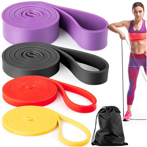 SULPO Widerstandsbänder Set – 4 Powerbands aus Naturlatex Resistance Bands für Ganzkörpertraining, Reha, Kraftaufbau, Klimmzug Bänder – Frauen & Männer, Zuhause