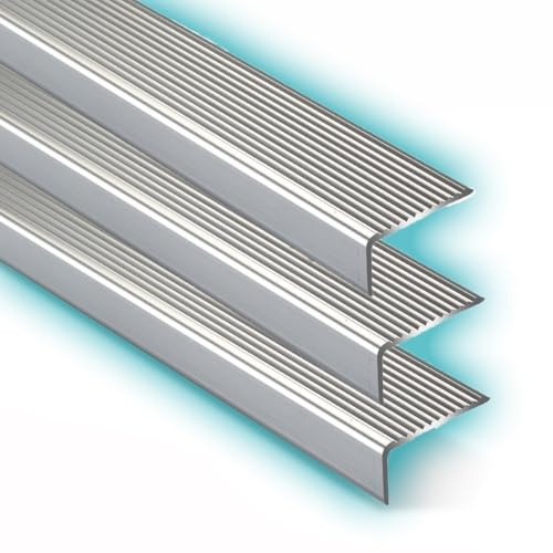 gradini delle scale, 3 pezzi di battiscopa in metallo antiscivolo, a forma L, for gradini scale, esterni e interni - 90, 100 120 cm(Silver,120cm(4ft))