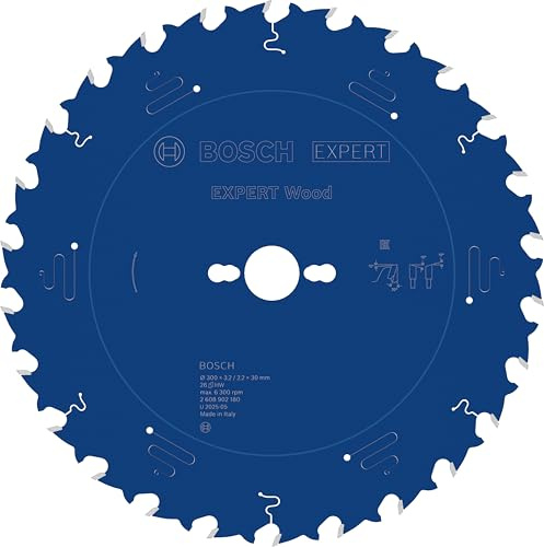 Bosch 1x EXPERT Wood Kreissägeblatt, 300x30 mm, T26 | für Weichholz, Hartholz, Ø 300 mm, Professional Zubehör kabelgebundene Tischkreissäge, Stationäre Tischkreissäge