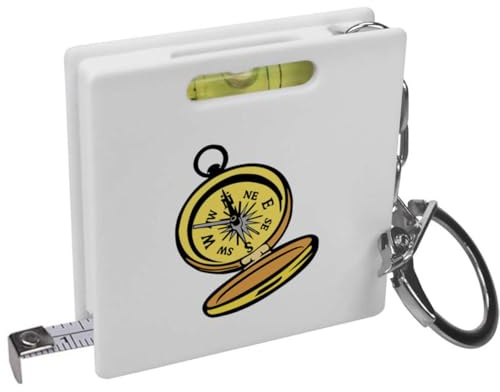 Azeeda 'Navigation Compass for Direction' Keyring Tape Measure/Spirit Level Tool (KM00047995)