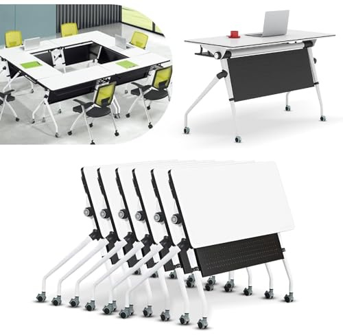 Klappbare Konferenztische für 610 Personen, mobiler Klapptisch, Trainingstische mit Rollen, zusammenklappbar, für Büro, Klassenzimmer und Bankett, 6 Stück