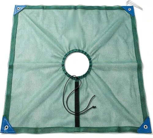 8×8m HDPE Erntenetz&Obstauffangnetz Mittelöffnung mit Verstellbare Schnur,Klettverschluss zum Rand,verstärkte Kanten,4 Erdnägel zur Fixierung