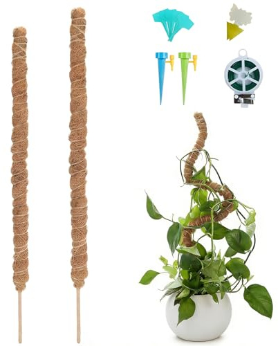 Monstera Tuteur 70/120/160 cm - Bâton de mousse flexible pour Monstera - Bâton de coco - Pour plantes d'intérieur - Avec accessoires, support pour plantes, tuteur en noix de coco, Moss Pole - Pour