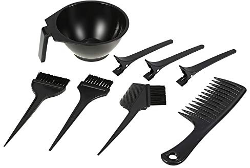 Horett Hair Dyeing Kit Salon Brush Comb Bowl Set Black Hairdressing Tool Set for Professional Use
