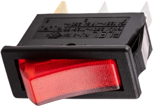 Interrupteur lumineux unipolaire à bascule 31 x 14 mm 16 A/250 VAC (rouge)