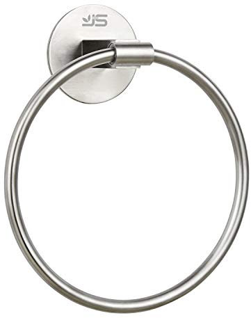 JS Self Adhesive Towel Holder,Stainless Steel Bathroom Towel Ring 7.08 inches/18cm,Wall Mounted 3M Self Adhesive Hand Towel Rails for Kitchen Bathrooms