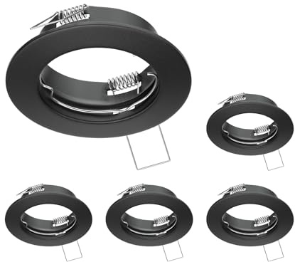 ledscom.de 5x cornice da incasso a soffitto FERE, rotonda, nero opaco