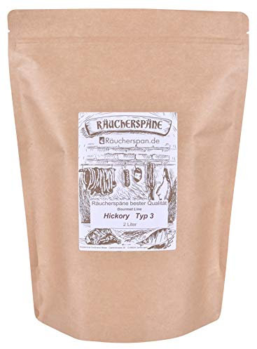 Räucherspan.de - Räuchermehl aus Hickory - Holz 2 L- feine Späne 0,3-1mm Typ 3 - auch Sparbrand geeignet