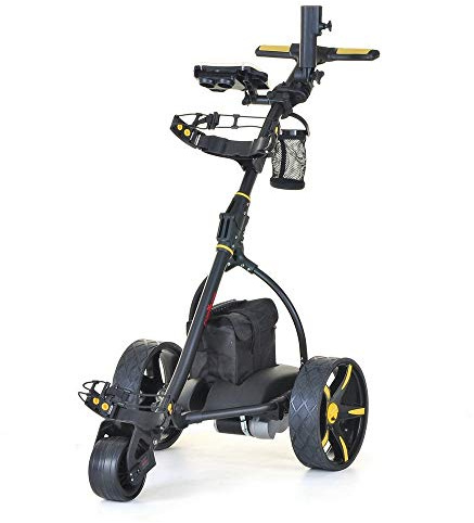 Caddymatic V2 Electric Golf Trolley/Cart With 36 Hole battery With Auto-Distance Functionality Black/Yellow