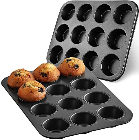 WARESHARK 12 Cup Non Stick Muffin Cake Pan Baking Tray Cupcake Deep Tin Fairy Sturdy Steel Bakeware