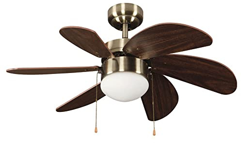 wonderlamp Ventilador de techo con luz Tandy Cuero. Palas de madera (MDF). 3 velocidad. Función verano-invierno. (Bombilla 1xE27 no incluida)