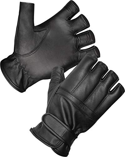 normani Blei Handschuhe ohne Finger aus Rindsleder/Security Sommer Handschuhe S-3XL Farbe Schwarz Größe L