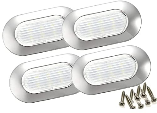 4pcs Boat Navigation Light 12V 6 LED Navigation Lamp Courtesy Cabin Walkway Stair Customer Light Dome Step Marine Light IP68 Waterproof underwater Stainless Steel Ship Beam Light Blue