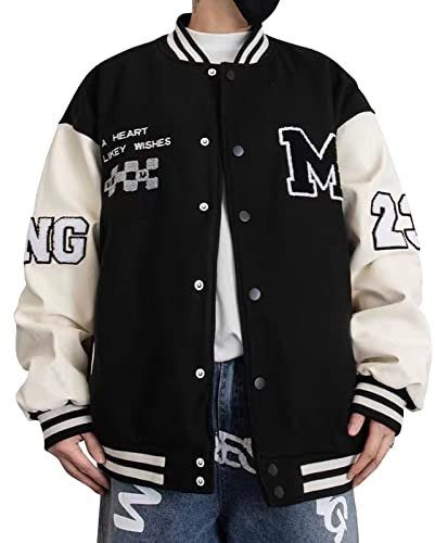 Covisoty Giacca Uomo da Baseball Varsity Jacket Vintage Cappotto | Unisex Ricamo Motociclista Giubbotto Molla Invernale Autunnale